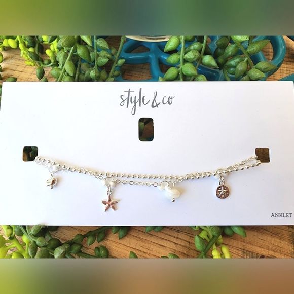 Style & Co (#2) beach themed silver tone inklet with sand dollar and starfish… - Picture 1 of 5